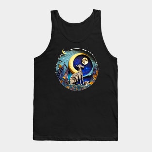 Greyhound Dog in Space Full Moon Planets Stars Cute Abstract Tank Top